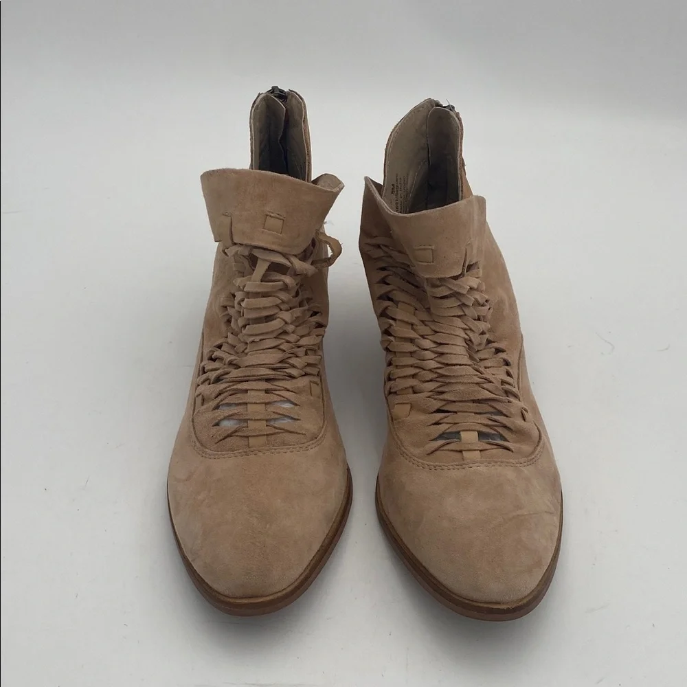 Coldwater creek Tan Leather Ankle Boots women 8M Suede casual office Festival